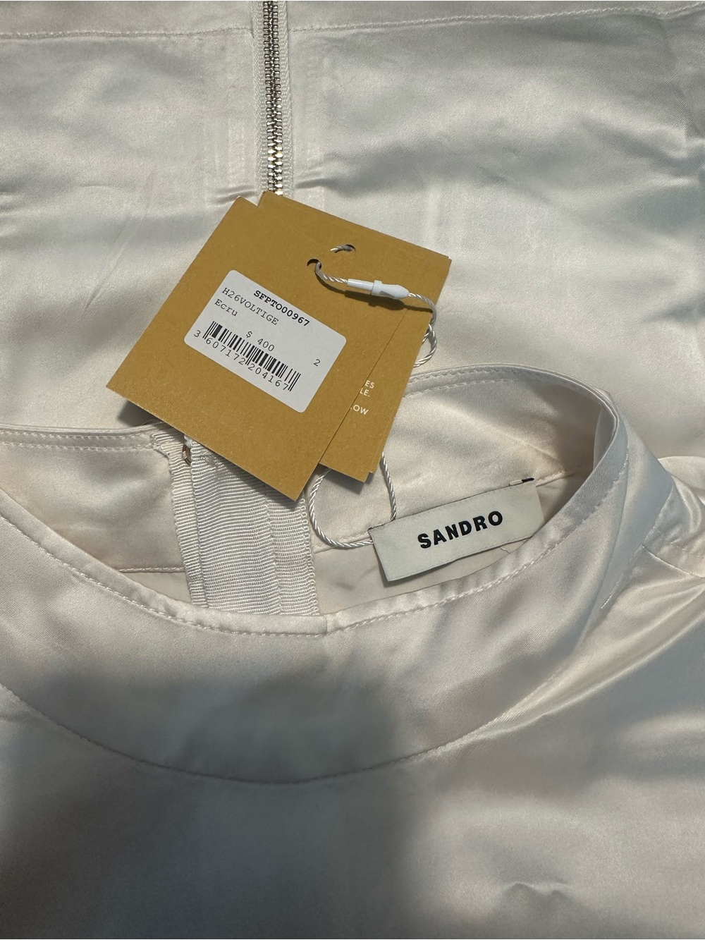 Sandro Satin Cape-Effect Crop Top - Cream - Picture 5 of 5